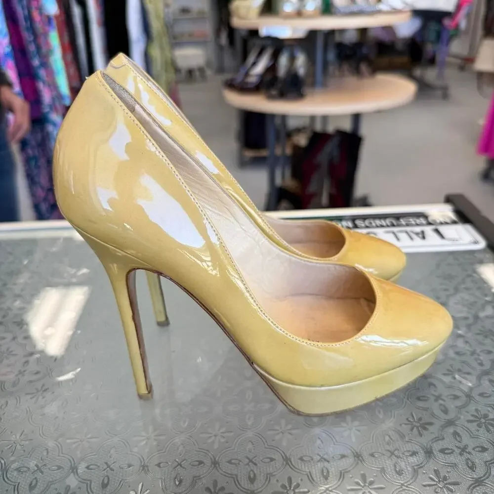 Jimmy Choo Yellow Patent Leather Pumps Sz 36.5 US 6